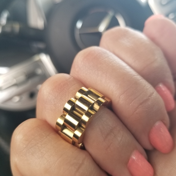 #1. Chunky Link Chain Stainless Steel Strap Finger Rings Jewelry - Picture 9 of 12